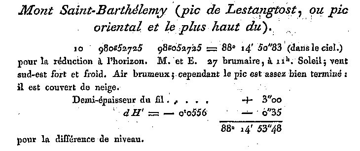 Extrait de la page 373 du tome I livre de Delambre (1810)